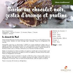 Idées de menu de Noël - Bûche au chocolat noir, zestes d'orange et praline
