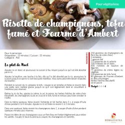 Idées de menu de Noël - Risotto de champignons, tofu fumé, et Fourme d'Ambert 