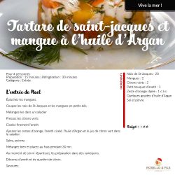 Idées de menu de Noël - Tartare de Saint-Jacques et mangue à l'huile d'Argan